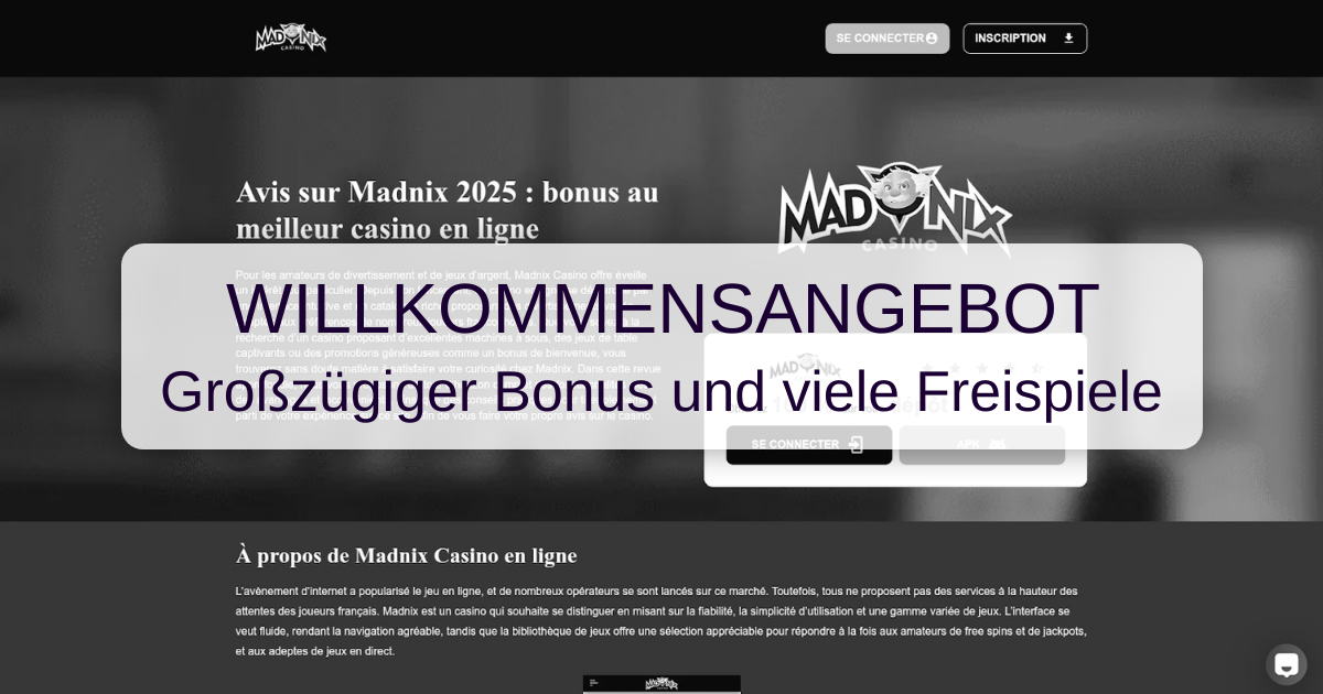 Madnix Casino welcome bonus